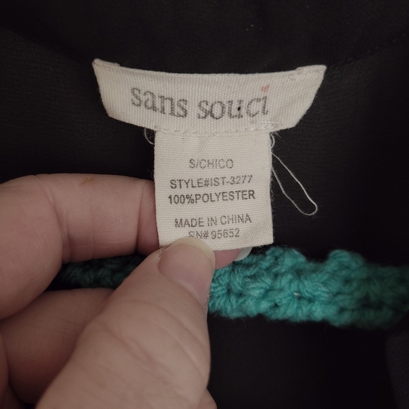 Sans Souci High Low Sheer Black Button Down Blouse Size Small - Picture 9 of 11